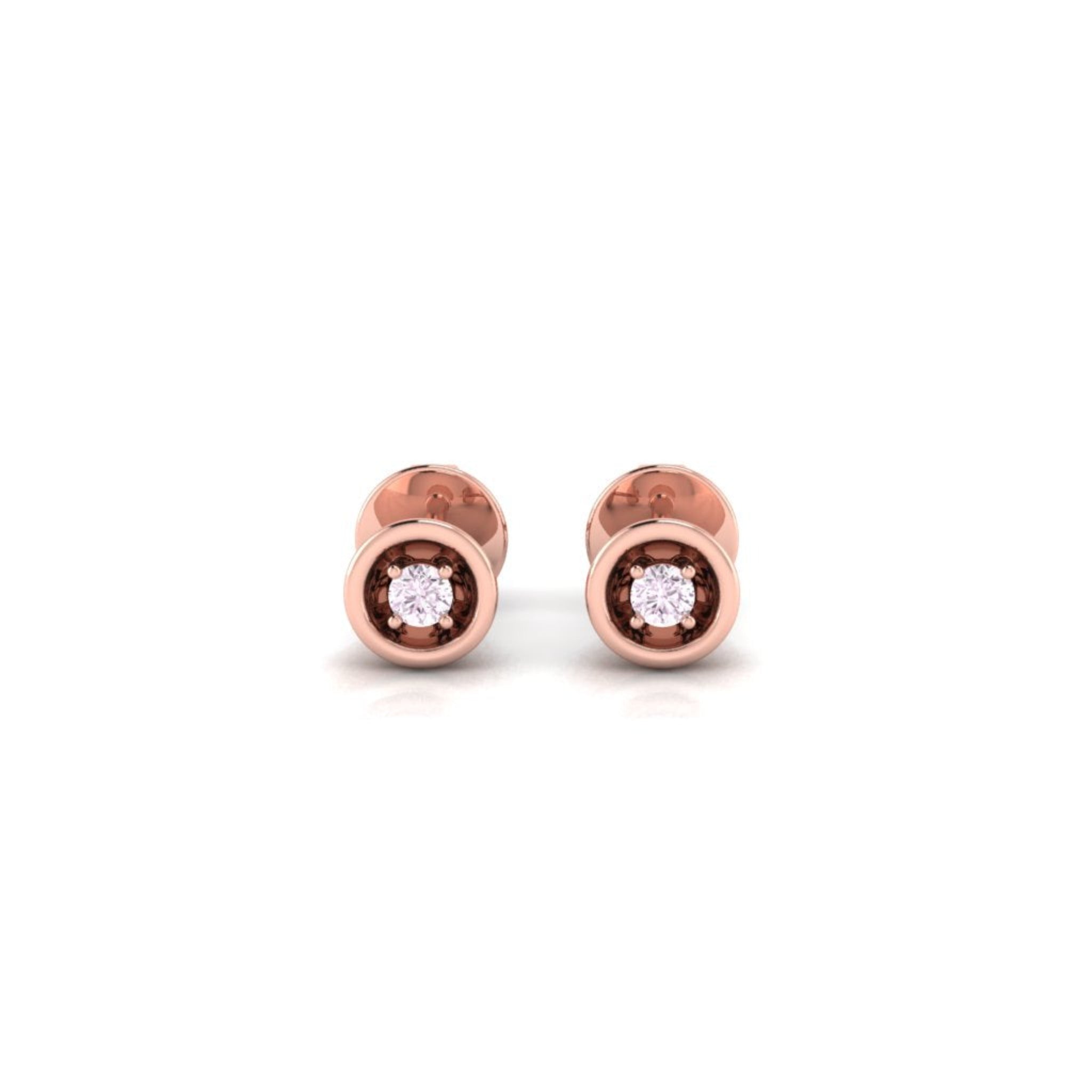 Illusion Set Solitaire Pink Stud Earrings